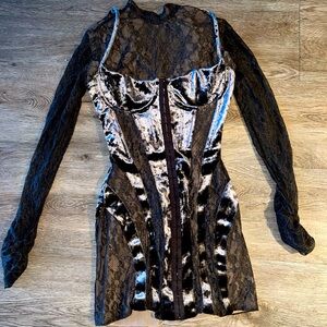 House of CB Black and Silver Mini Dress